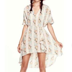 Tucker Cascade Hi-Low Silk Mini Dress Geometric Print Sz S